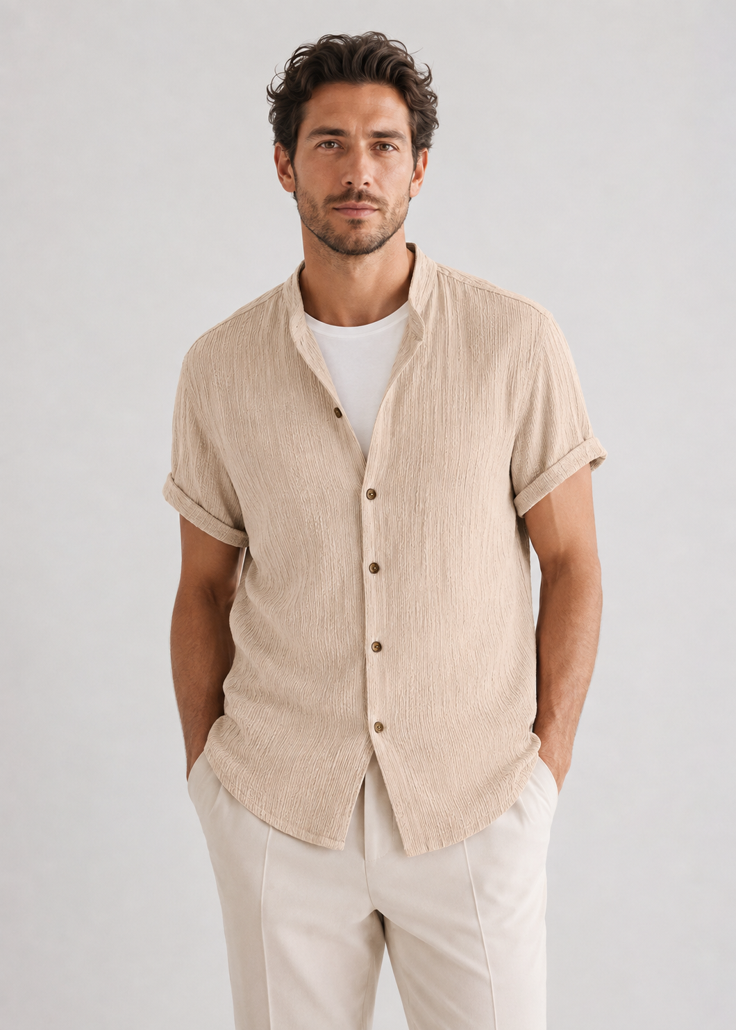 Men's Linen Short Sleeve V-Neck Shirt | Men | Breathable Lightweight | Casual Summer Beach Top | Steven & Levon