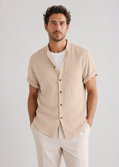 Men's Linen Short Sleeve V-Neck Shirt | Men | Breathable Lightweight | Casual Summer Beach Top | Steven & Levon