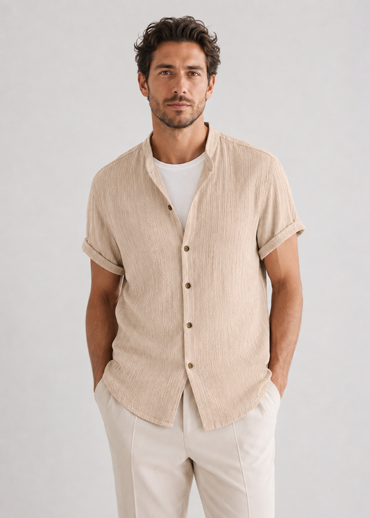 Men's Linen Short Sleeve V-Neck Shirt | Men | Breathable Lightweight | Casual Summer Beach Top | Steven & Levon