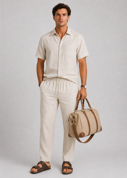 Men's Linen Summer 2-Piece Set | Men's Co-Ord | Breathable Outfit | Steven & Levon