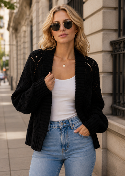 Premium Knit Cardigan | Women | Button Front | Faux Cashmere | Versatile Casual Wear | Steven & Levon