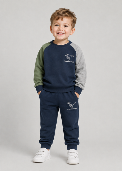 Braxon | Boys Tracksuit Set | Cotton Blend | Patchwork Sweater & Pants | 2-Piece Outfit | Steven & Levon