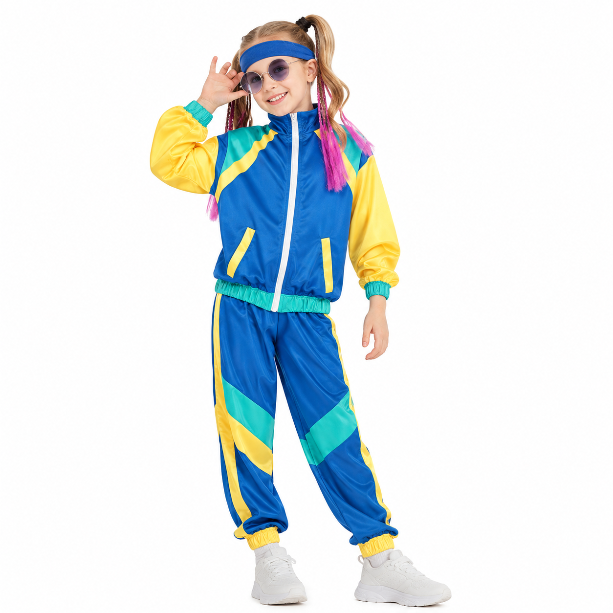 Retro Tracksuit Set | Unisex | Polyester Blend | 80s Hip Hop Blue & Pink 2-Piece | Steven & Levon