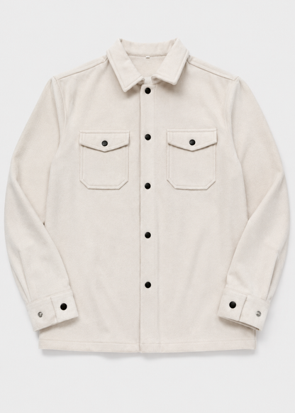 Men's Thickened Shirt Jacket | Polyester Overshirt | Chest Pockets | Casual Layering | Steven & Levon