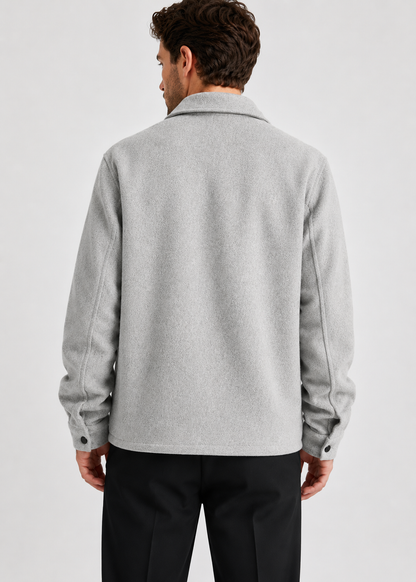 Men's Thickened Shirt Jacket | Polyester Overshirt | Chest Pockets | Casual Layering | Steven & Levon