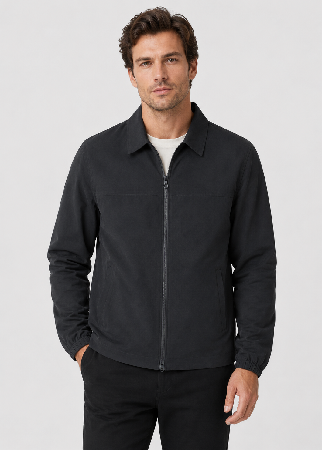 Men's Classic Harrington Jacket | Zip Front | Lightweight Nylon | Stand Collar | Steven & Levon
