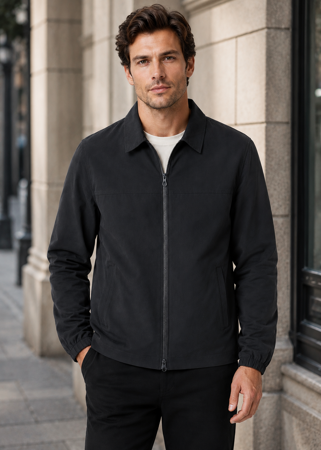 Men's Classic Harrington Jacket | Zip Front | Lightweight Nylon | Stand Collar | Steven & Levon