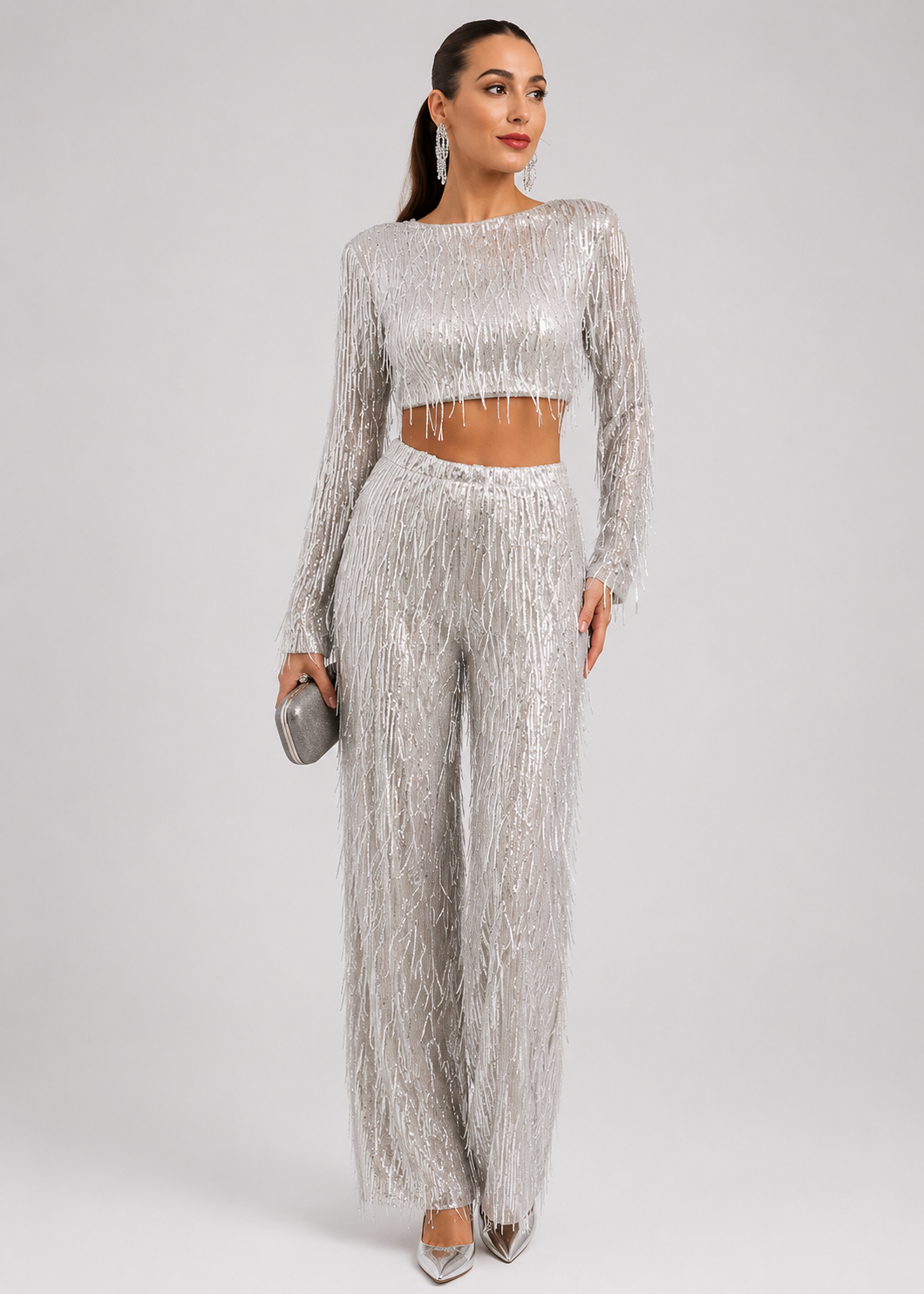 Celina Women's Sequin Co-ord Set | Glamorous Two Piece Party Outfit | Steven & Levon