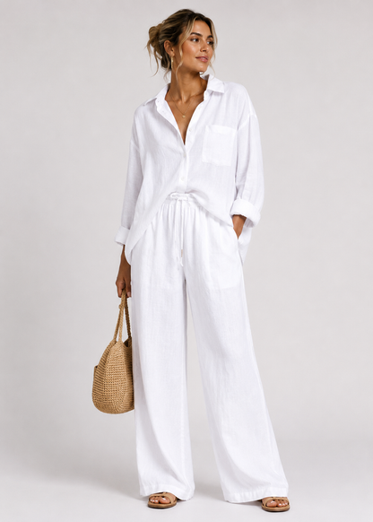 Geneve Women's Linen Summer Set | Lightweight Two Piece Co-ord Outfit | Steven & Levon