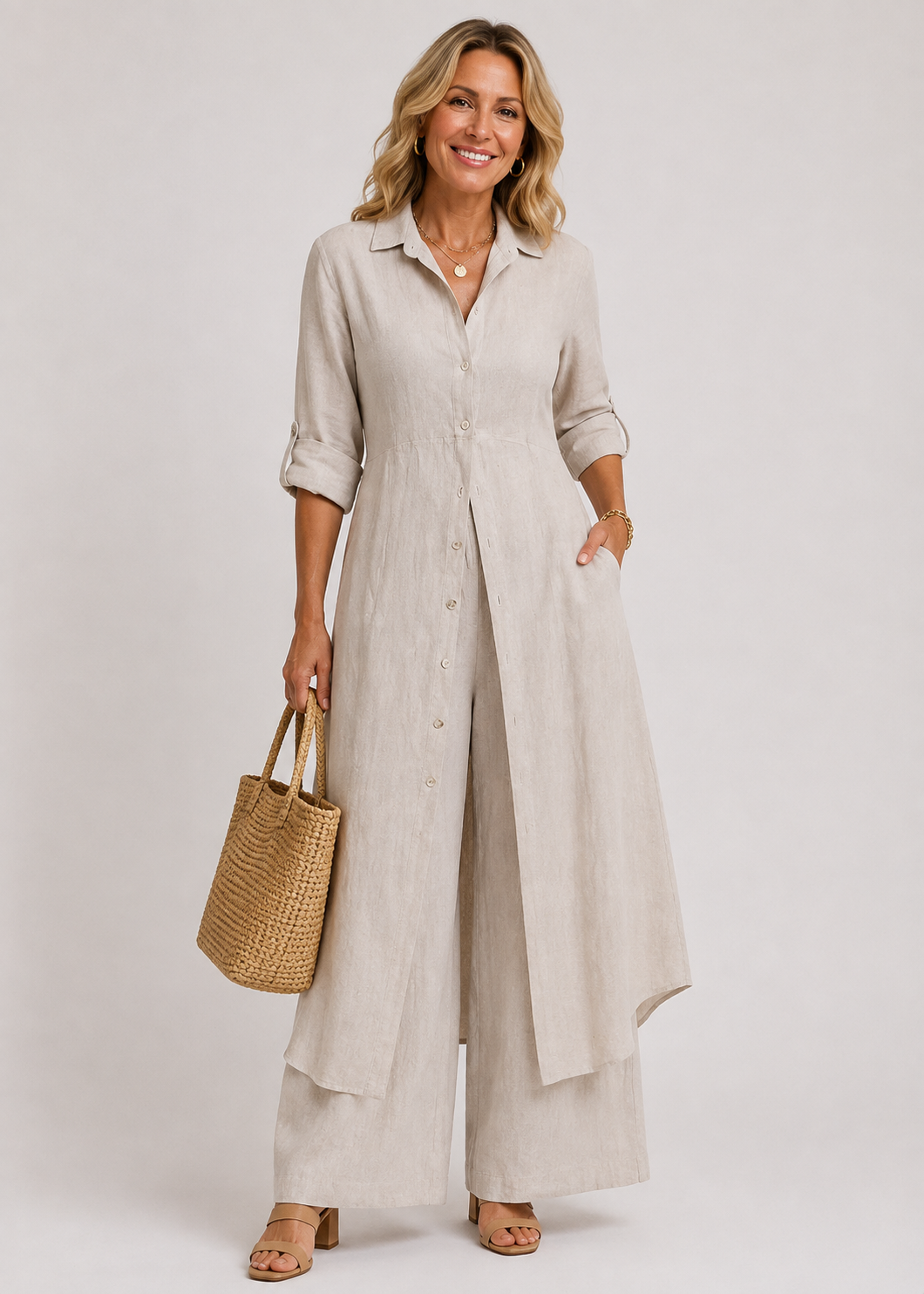 Amaya Women's Linen Summer Set | Lightweight Two Piece Co-ord Outfit | Steven & Levon