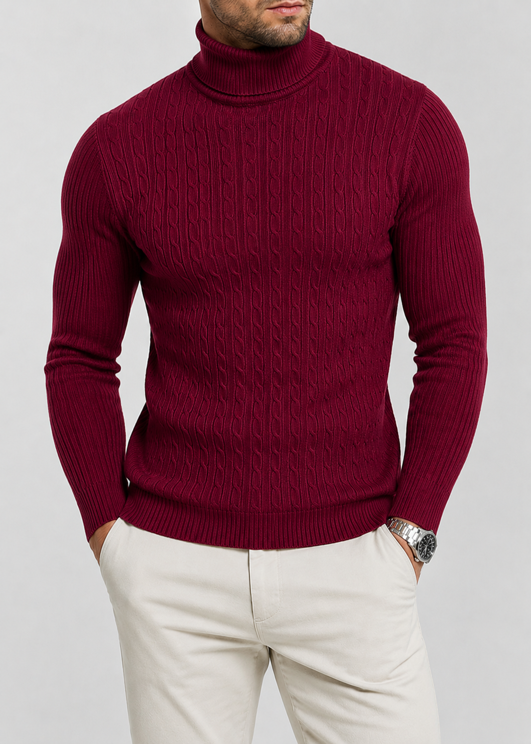 Heidi Men's Turtleneck Sweater | Slim Fit Warm Winter Knit Pullover