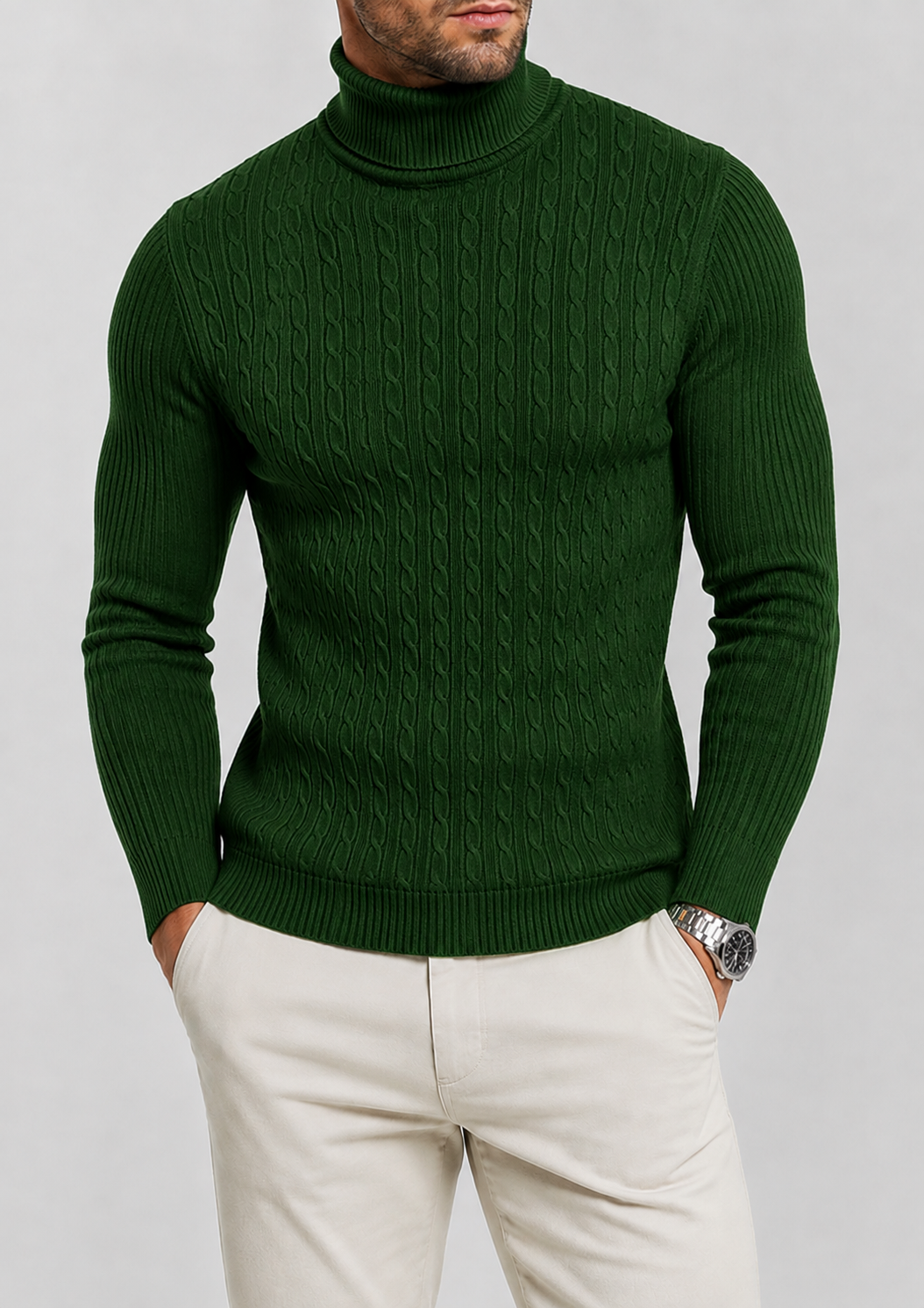 Heidi Men's Turtleneck Sweater | Slim Fit Warm Winter Knit Pullover
