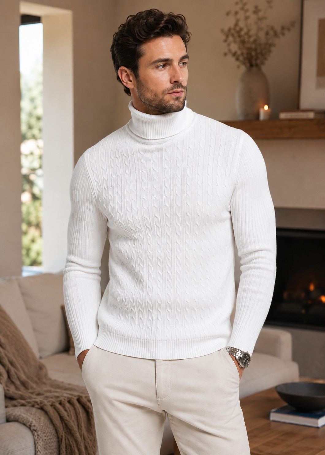 Heidi Men's Turtleneck Sweater | Slim Fit Warm Winter Knit Pullover