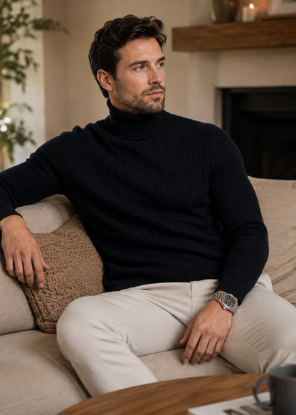 Heidi Men's Turtleneck Sweater | Slim Fit Warm Winter Knit Pullover