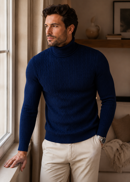 Heidi Men's Turtleneck Sweater | Slim Fit Warm Winter Knit Pullover