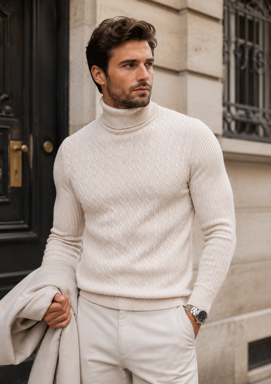 Heidi Men's Turtleneck Sweater | Slim Fit Warm Winter Knit Pullover