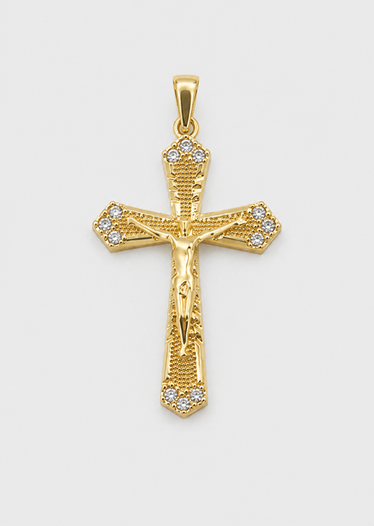 Melted Crucifix Pendant | Copper Zirconium | Men's Religious Statement Necklace | Steven & Levon
