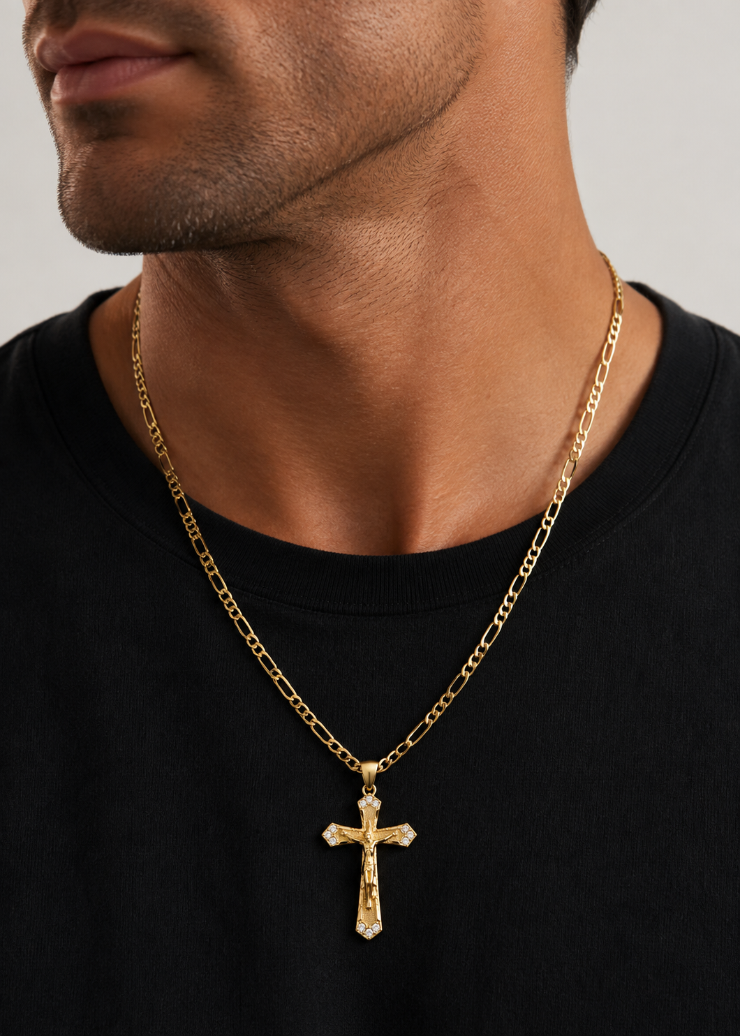 Melted Crucifix Pendant | Copper Zirconium | Men's Religious Statement Necklace | Steven & Levon