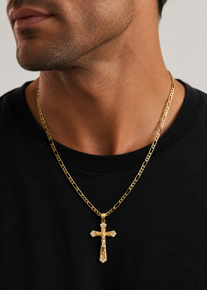 Melted Crucifix Pendant | Copper Zirconium | Men's Religious Statement Necklace | Steven & Levon