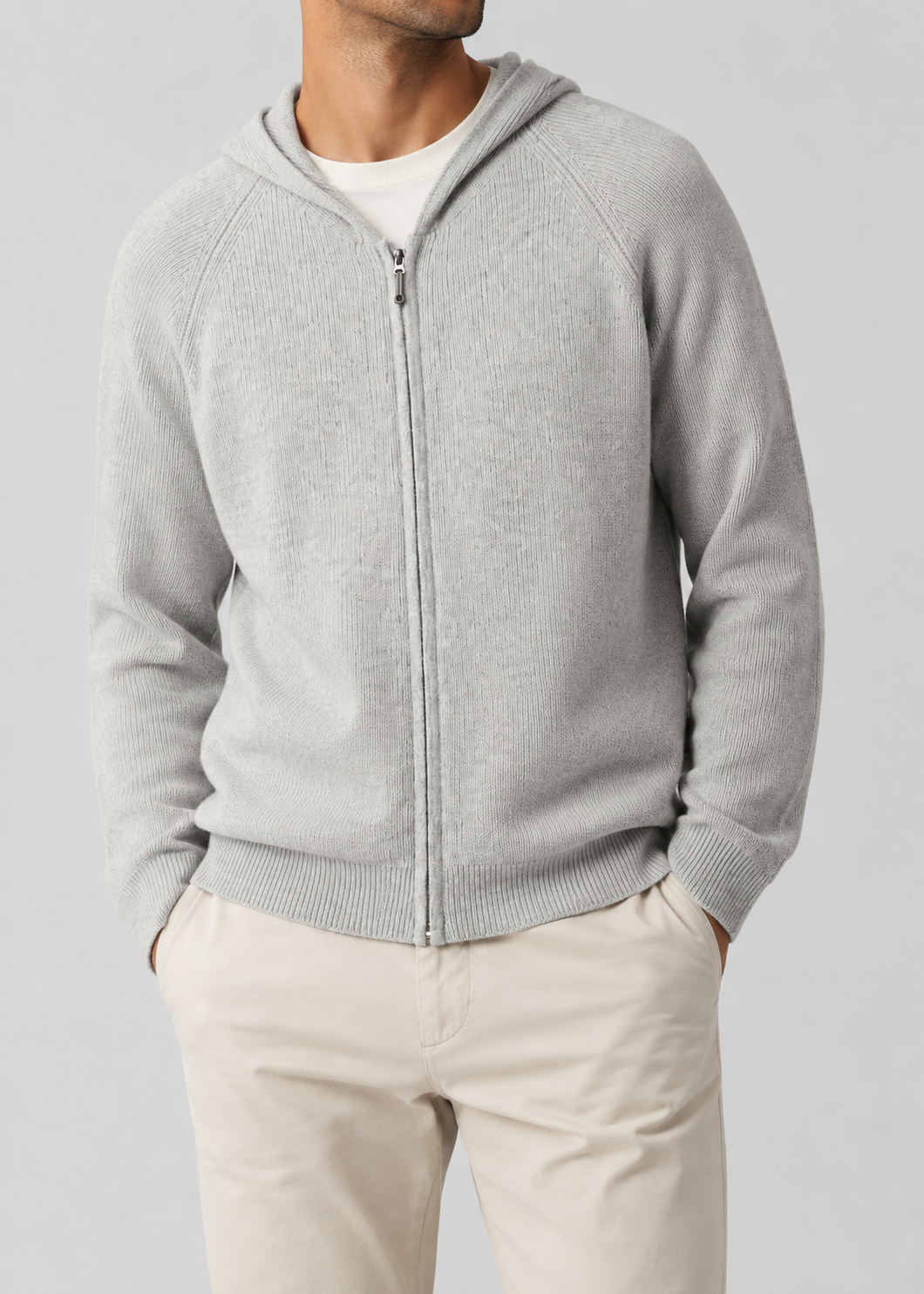 Men's Wool Zip Hoodie | Lightweight Knit Hooded Sweater | Soft Warm Layer | Steven & Levon