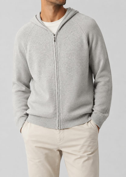 Men's Wool Zip Hoodie | Lightweight Knit Hooded Sweater | Soft Warm Layer | Steven & Levon
