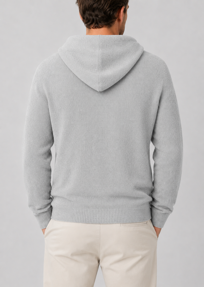 Men's Wool Zip Hoodie | Lightweight Knit Hooded Sweater | Soft Warm Layer | Steven & Levon