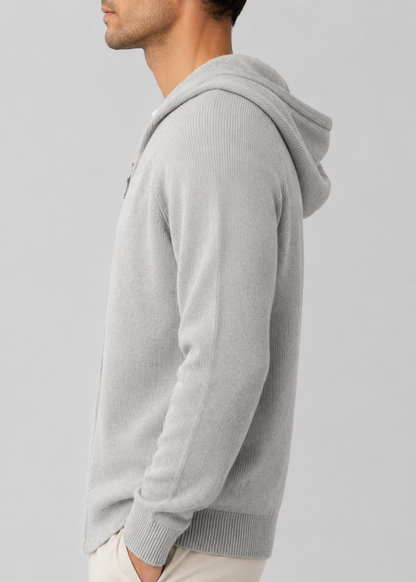 Men's Wool Zip Hoodie | Lightweight Knit Hooded Sweater | Soft Warm Layer | Steven & Levon