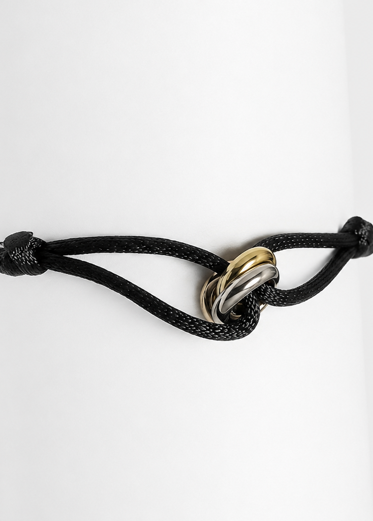 Black Cord Bracelet | Men | Gold & Silver | Adjustable Cord Bracelet | Steven & Levon