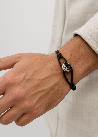 Black Cord Bracelet | Men | Gold & Silver | Adjustable Cord Bracelet | Steven & Levon