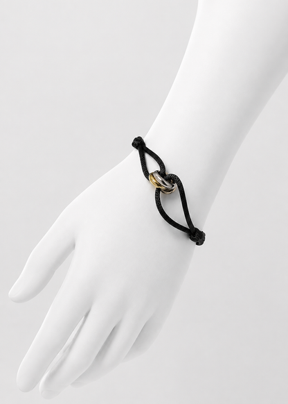 Black Cord Bracelet | Men | Gold & Silver | Adjustable Cord Bracelet | Steven & Levon