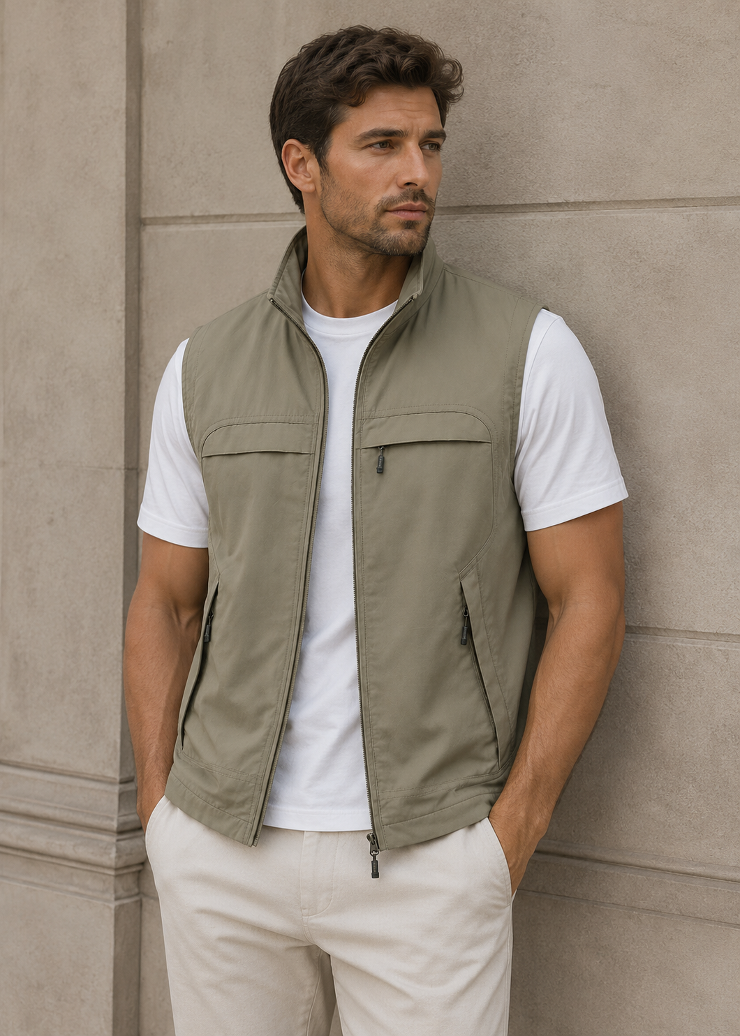 Men's Lightweight Bodywarmer | Nylon Insulated Zip Gilet | Warm Outdoor | Steven & Levon