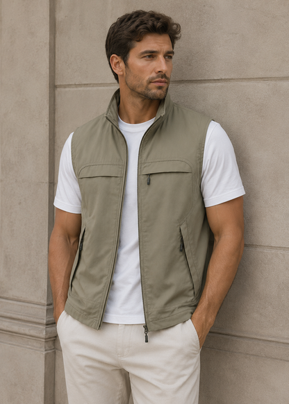 Men's Lightweight Bodywarmer | Nylon Insulated Zip Gilet | Warm Outdoor | Steven & Levon