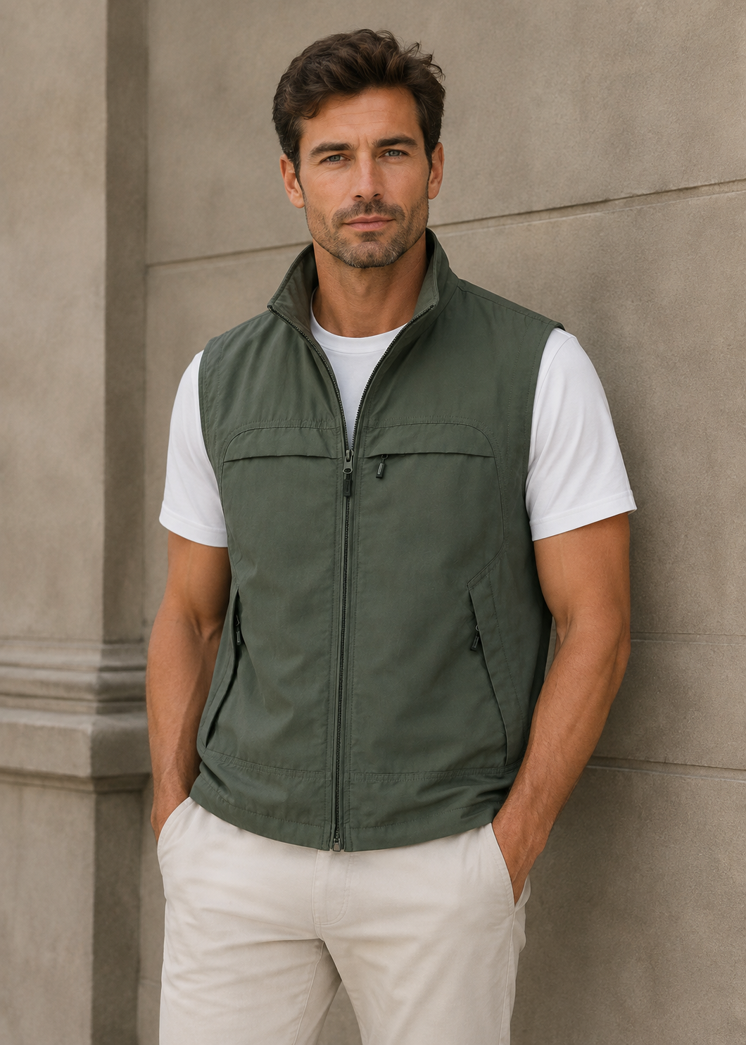Men's Lightweight Bodywarmer | Nylon Insulated Zip Gilet | Warm Outdoor | Steven & Levon