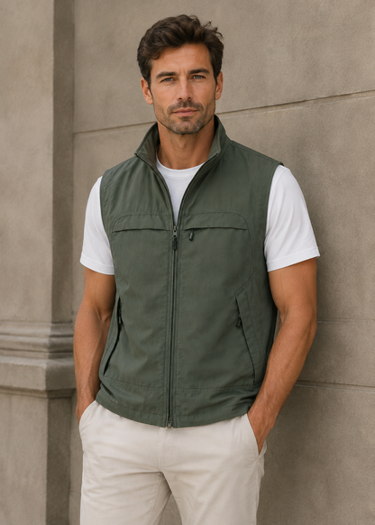 Men's Lightweight Bodywarmer | Nylon Insulated Zip Gilet | Warm Outdoor | Steven & Levon