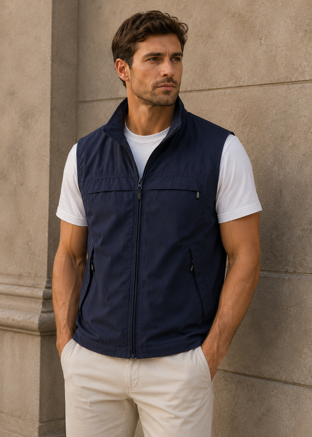 Men's Lightweight Bodywarmer | Nylon Insulated Zip Gilet | Warm Outdoor | Steven & Levon