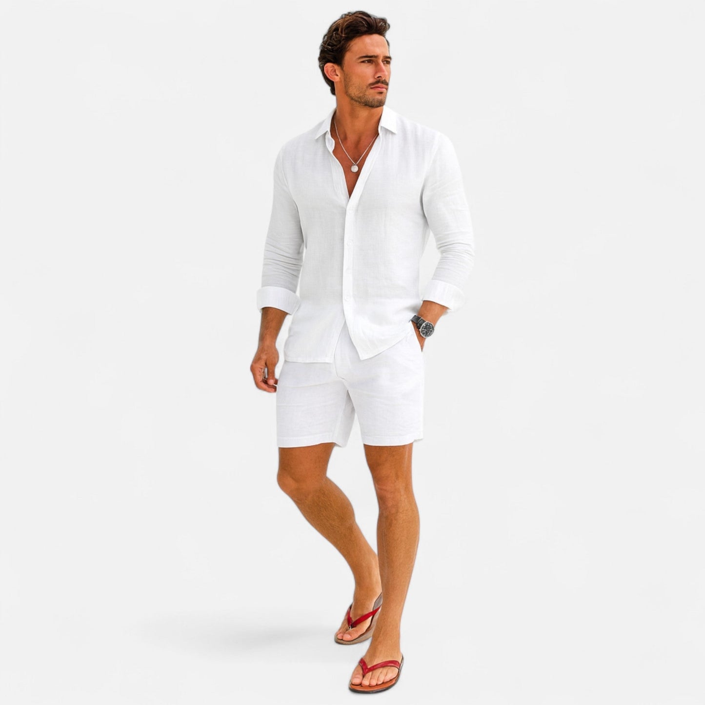 Men's Linen Heritage Shirt | Breathable Blend | Classic Button-Up | Smart Casual Wear | Steven & Levon