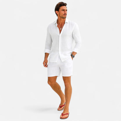 Men's Linen Heritage Shirt | Breathable Blend | Classic Button-Up | Smart Casual Wear | Steven & Levon