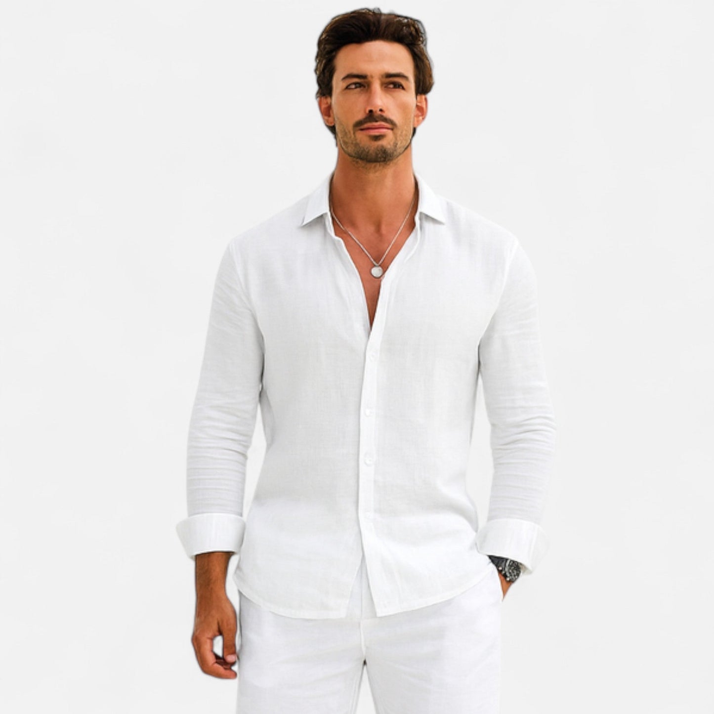 Men's Linen Heritage Shirt | Breathable Blend | Classic Button-Up | Smart Casual Wear | Steven & Levon