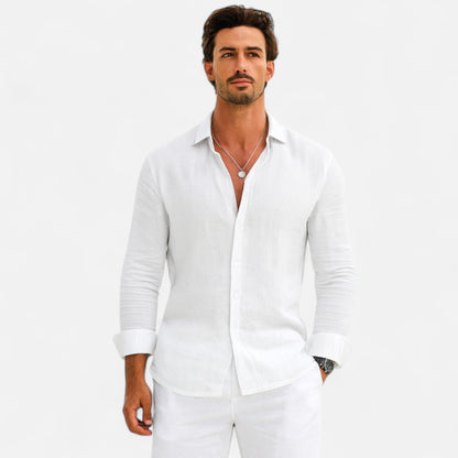 Men's Linen Heritage Shirt | Breathable Blend | Classic Button-Up | Smart Casual Wear | Steven & Levon