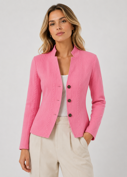 Women's Cable Knit Blazer | Button Front | Smart Casual Knit Jacket | Steven & Levon