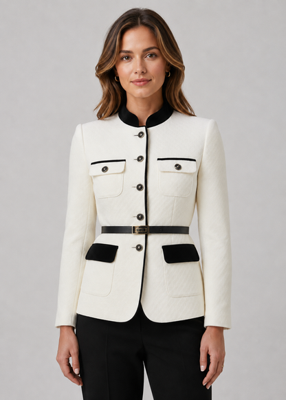 Women's Belted Waist Blazer | Tailored Fit | Elegant Smart Casual Jacket | Steven & Levon