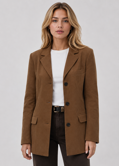 Women's Suede Blazer | Soft Tailored Jacket | Elegant Smart Casual Style | Steven & Levon