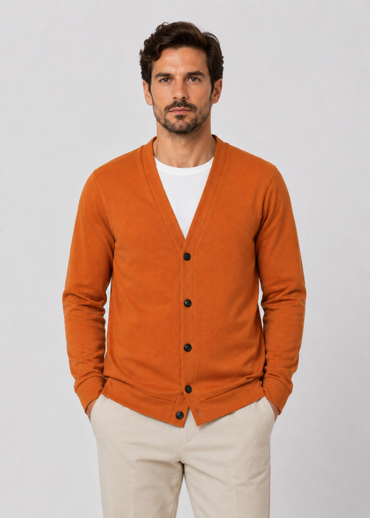 V-Neck Button Cardigan | Men's Spandex Fabric | Slim Fit Casual Long Sleeve Sweater | Steven & Levon