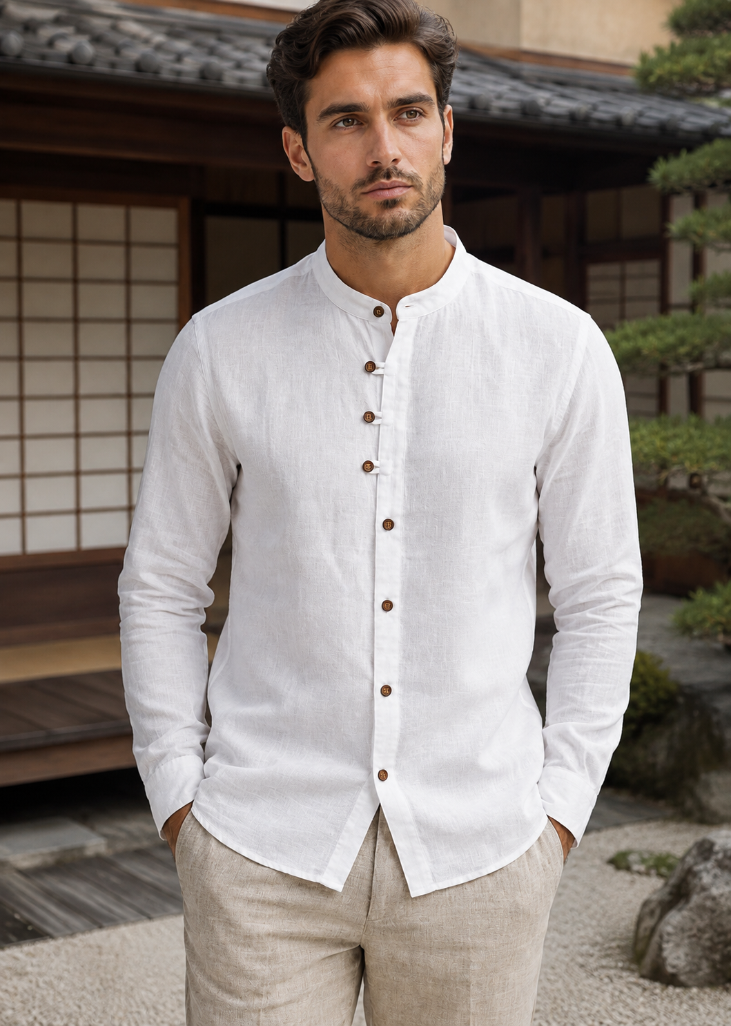 Men's Japanese Style Linen Shirt | Men | Lightweight | Casual Button-Up | Steven & Levon