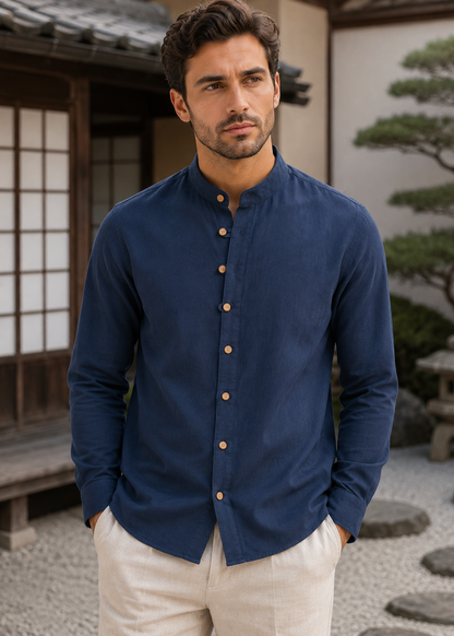 Men's Japanese Style Linen Shirt | Men | Lightweight | Casual Button-Up | Steven & Levon