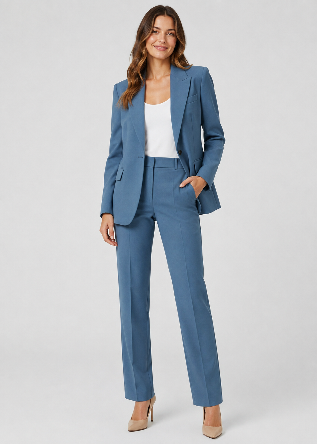 Women's Two-Piece Blazer Suit Set | Blazer & Straight-Leg Trousers | Tailored Fit | Steven & Levon