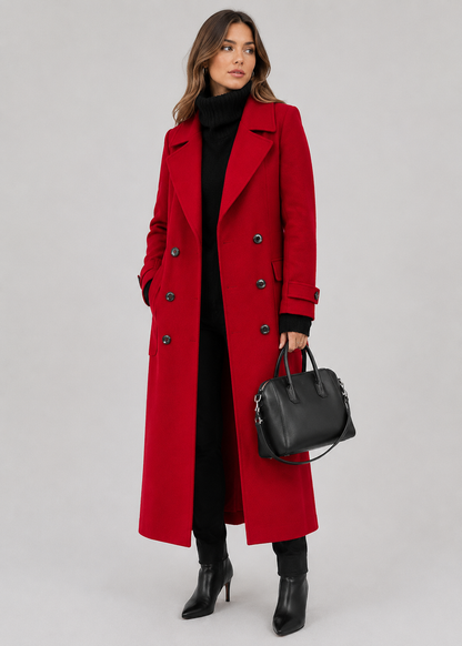 Wool Coat | Double-Breasted & Mid-Calf Length | Slim Fit | Steven & Levon