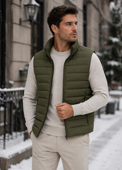 Men's Casual Bodywarmer Vest | Quilted Gilet | Zip Front | Lightweight Warm | Steven & Levon