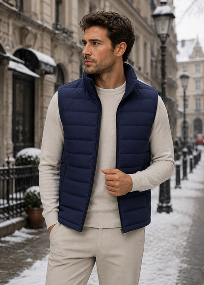 Men's Casual Bodywarmer Vest | Quilted Gilet | Zip Front | Lightweight Warm | Steven & Levon