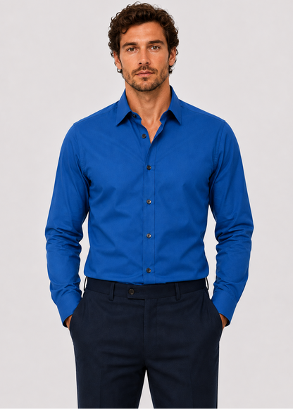 Men's Slim Fit White Dress Shirt | Formal Shirt | Men | Cotton Blend | Button-Down Wear | Steven & Levon